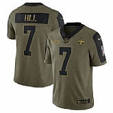 Nike New Orleans Saints 7 Taysom Hill 2021 Olive Salute To Service Limited Jersey Dyin,baseball caps,new era cap wholesale,wholesale hats